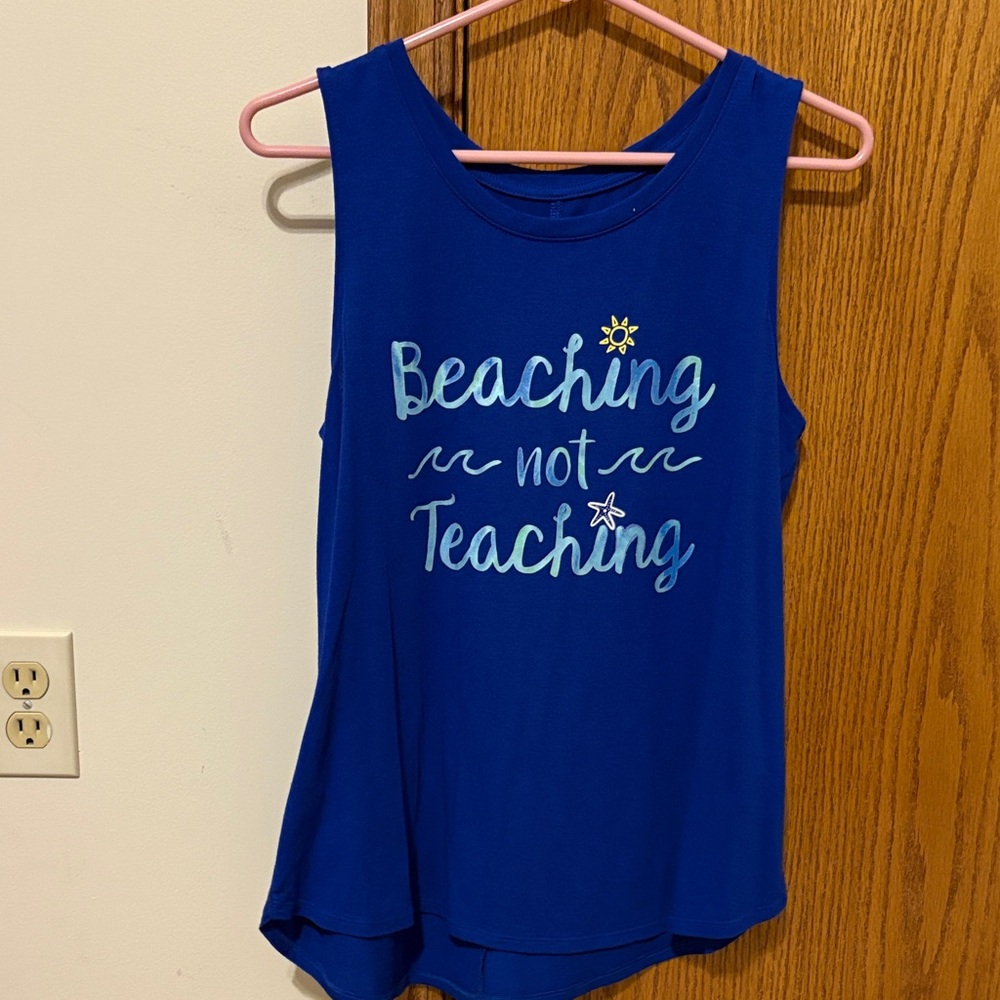 Apt. 9 Blue Tank Top - Beaching Not Teaching